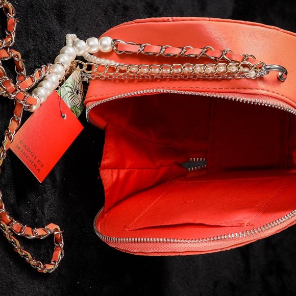 NWT Badgley Mischka | Coral Imitation Pearl-Accent Round Crossbody Bag - Picture 3 of 4
